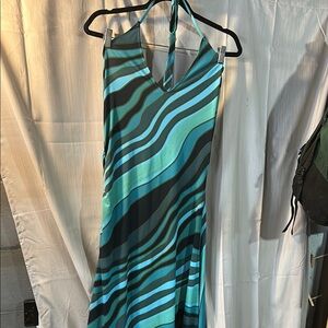 H&M Teal and Olive Striped Dress